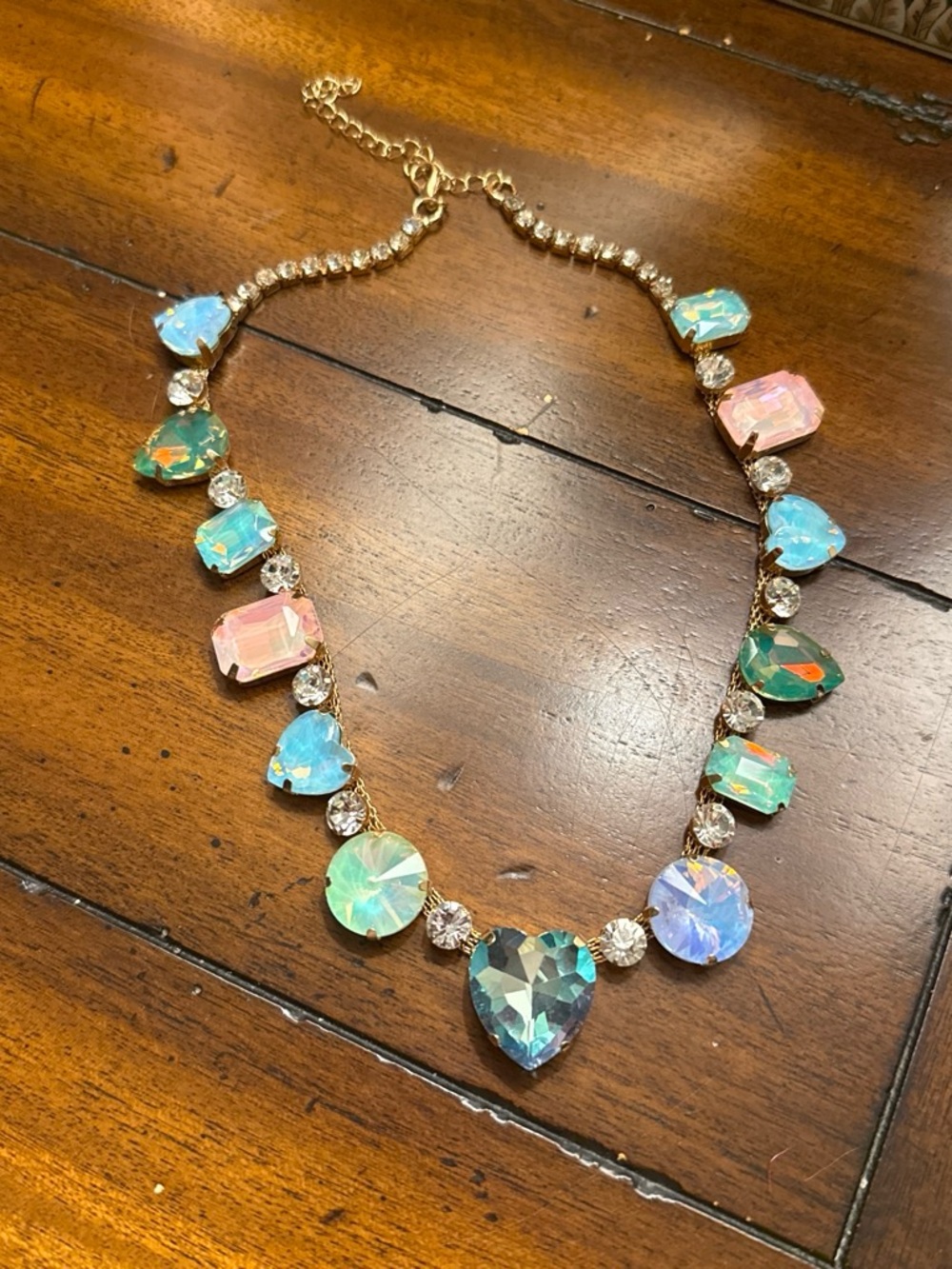 BLING BLING Iridescent Heart & Gem Statement Necklace